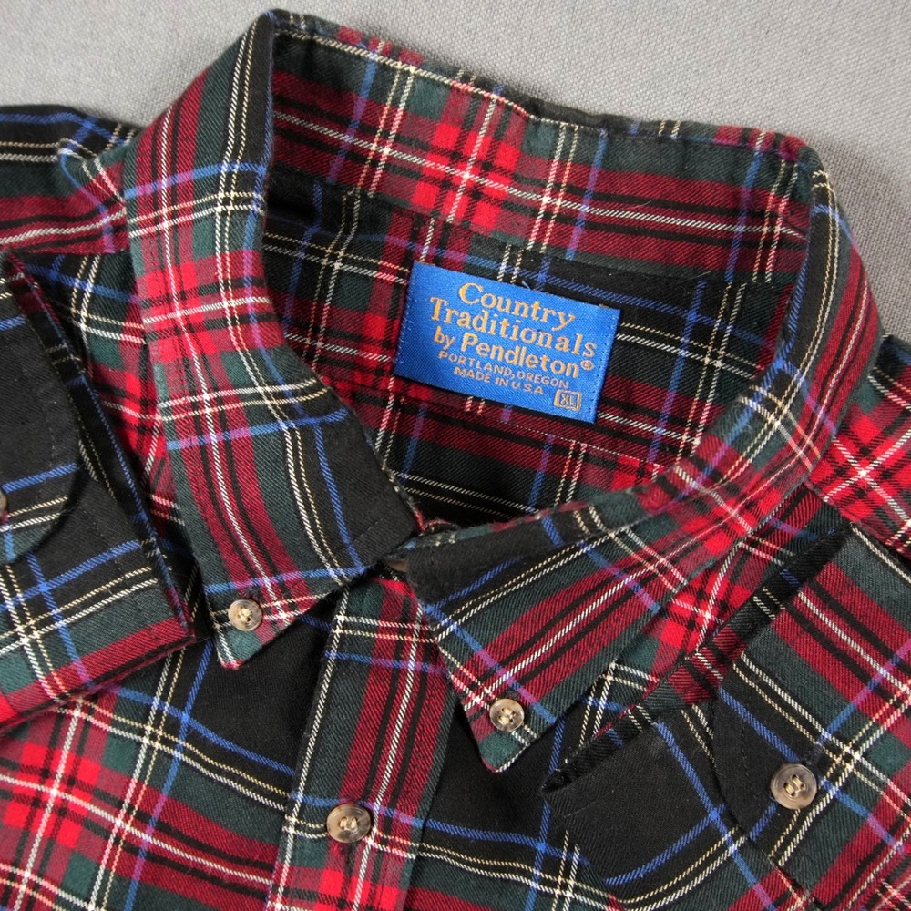 VTG Pendleton Country Traditionals Flannel USA Plaid Button Down Men Shirt XL
